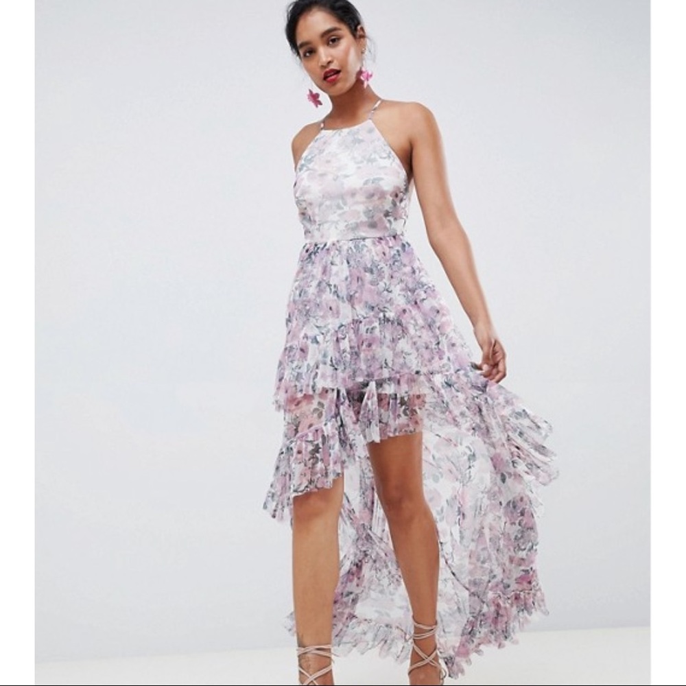 Asos Design tulle maxi dress in floral print US 4